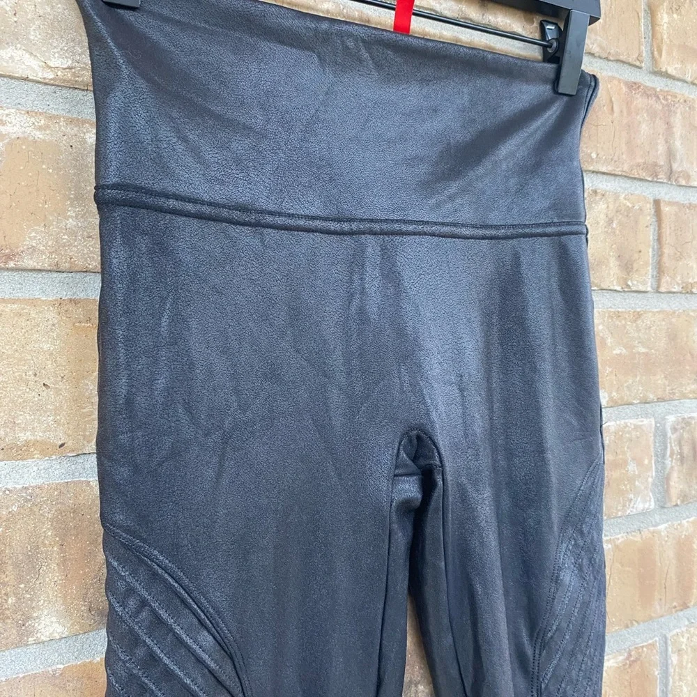 Spanx Faux Black Leather Moto Leggings, Small - Picture 5 of 10
